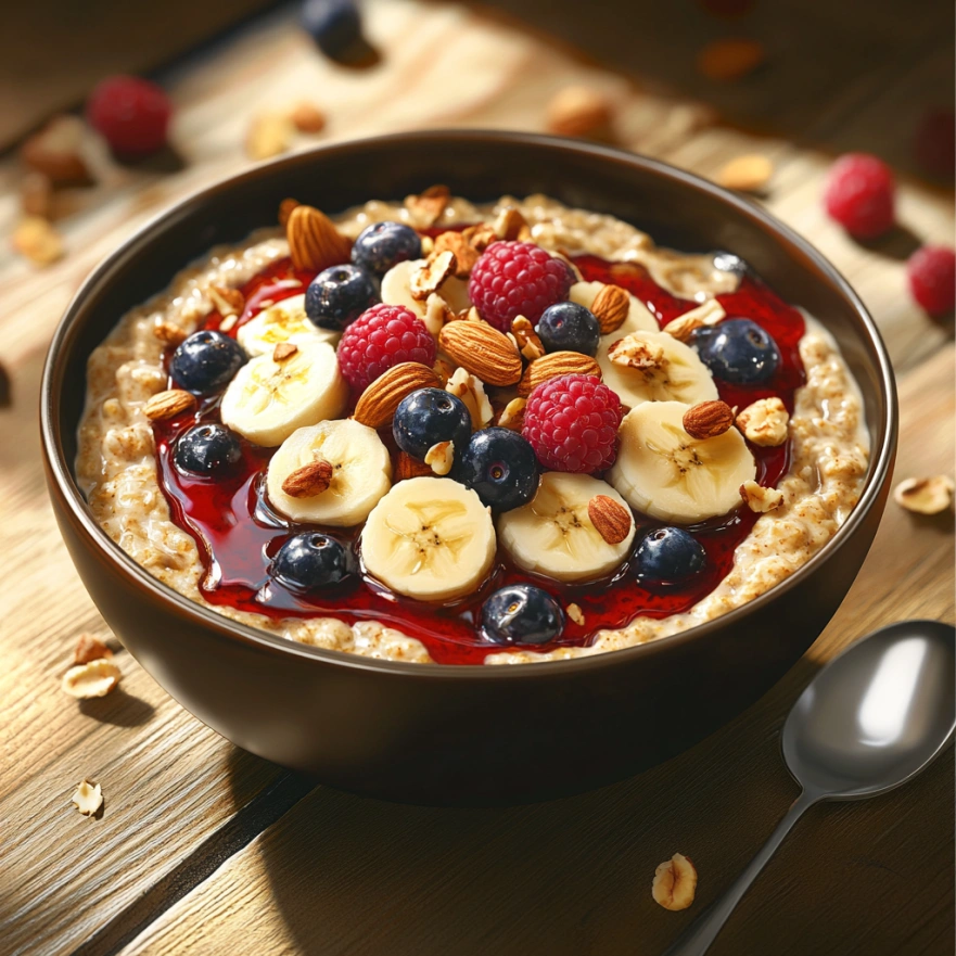 Вівсянка з фруктами та горіхами